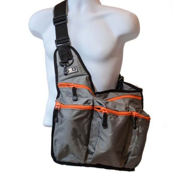 Diaper Dudes Gray and Orange Messenger Bag - Picture 9 of 10